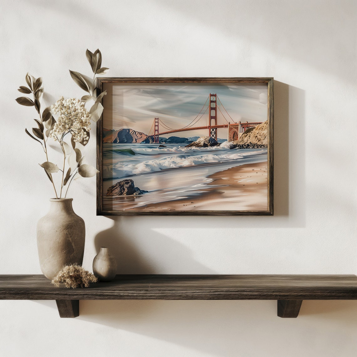 Golden Gate Bridge Sunset Waves Crashing San Francisco Travel Poster - Image 2