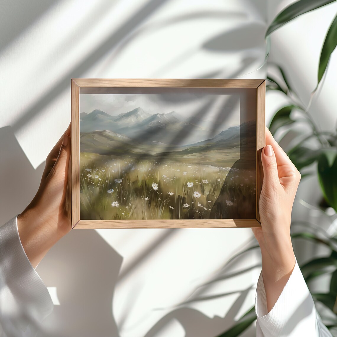 Vintage Mountains Rural Oil Painting Landscape Art Print - Image 4
