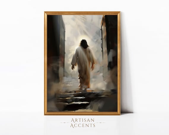 Jesus Resurrection Walking Out Of Tomb Into Light Christian Oil Painting Poster