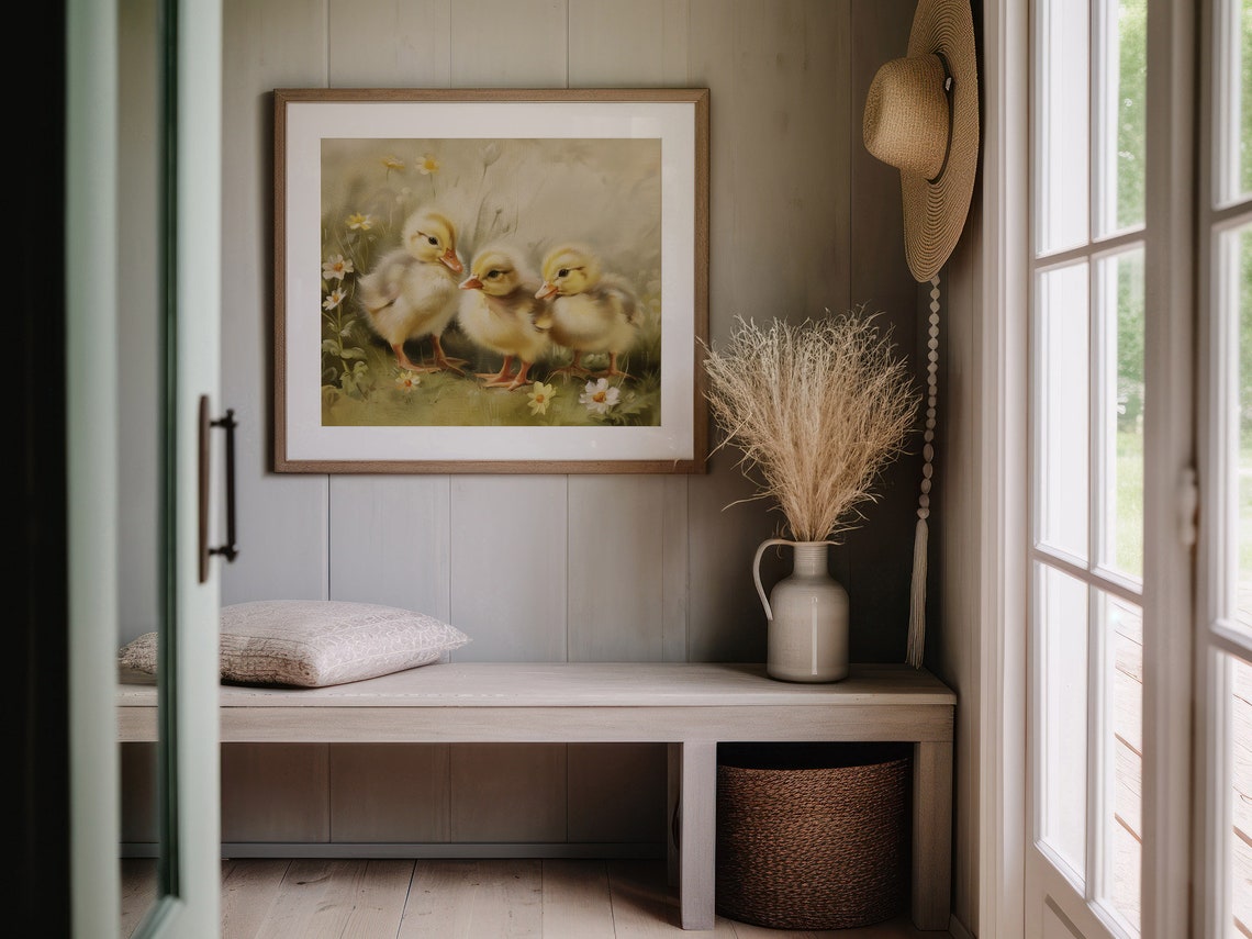 Three Baby Ducklings In Spring Wildflowers Cute Farmhouse Art Print - Image 5