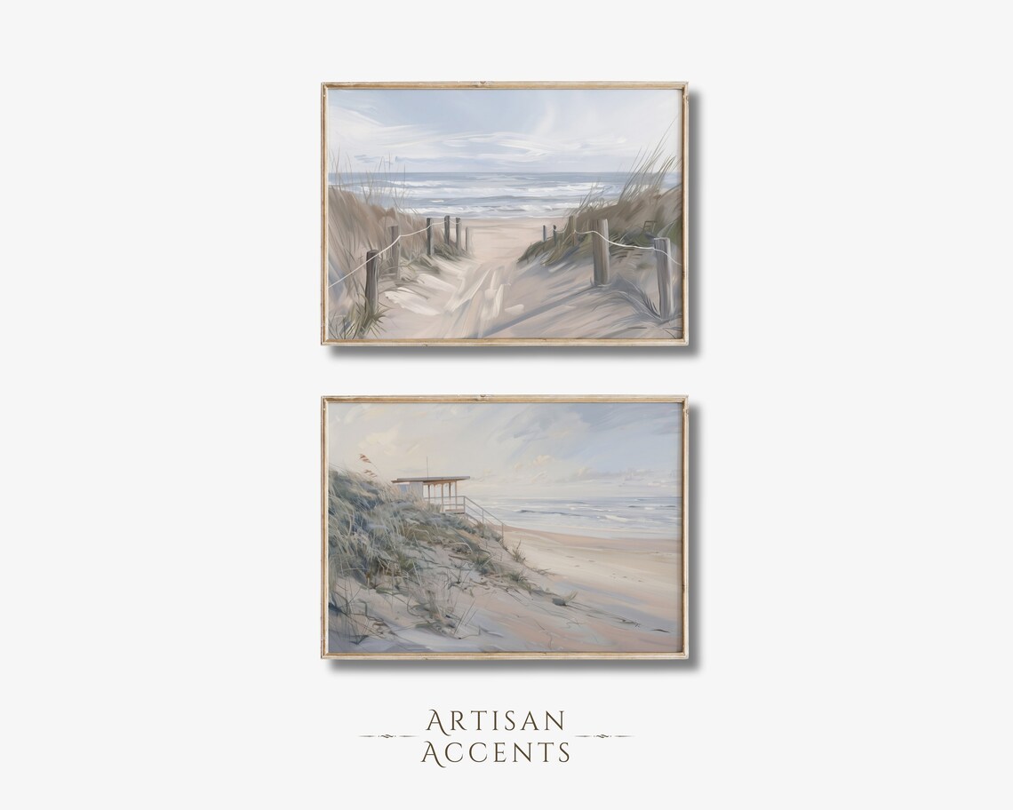 Set Of Nine Beach Coastal Paintings Gallery Wall Art Collection - Image 5