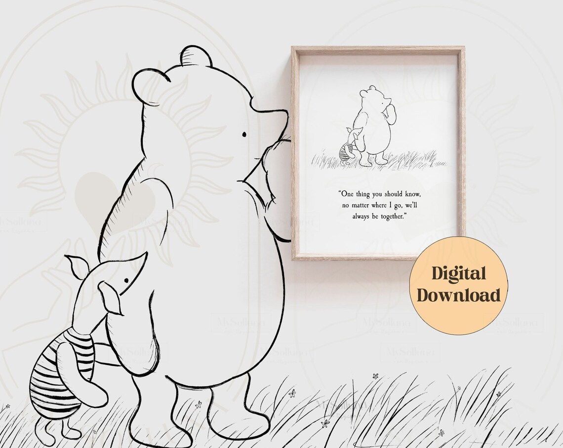Winnie the Pooh Quote Nursery Art Print, Vintage
