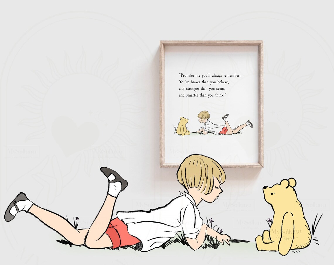 Winnie the Pooh Quote, Vintage Christening Art Print