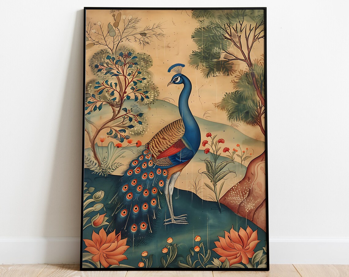 Peacock Vintage Mughal Indian Art Poster