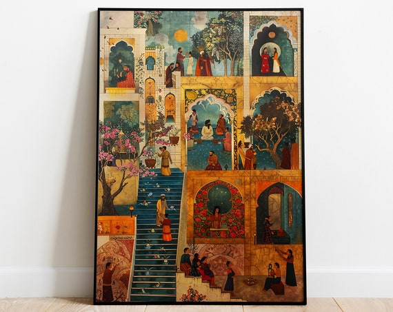 Persian Arch Turkish Monument Painting Living Room Decor Persian Palace Travel Poster Instant Mughal Wall Art