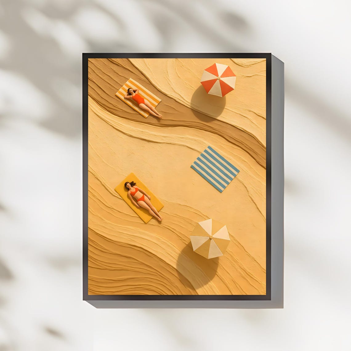 Day On The Beach Aerial Golden Sand Sunbathing Summer Poster