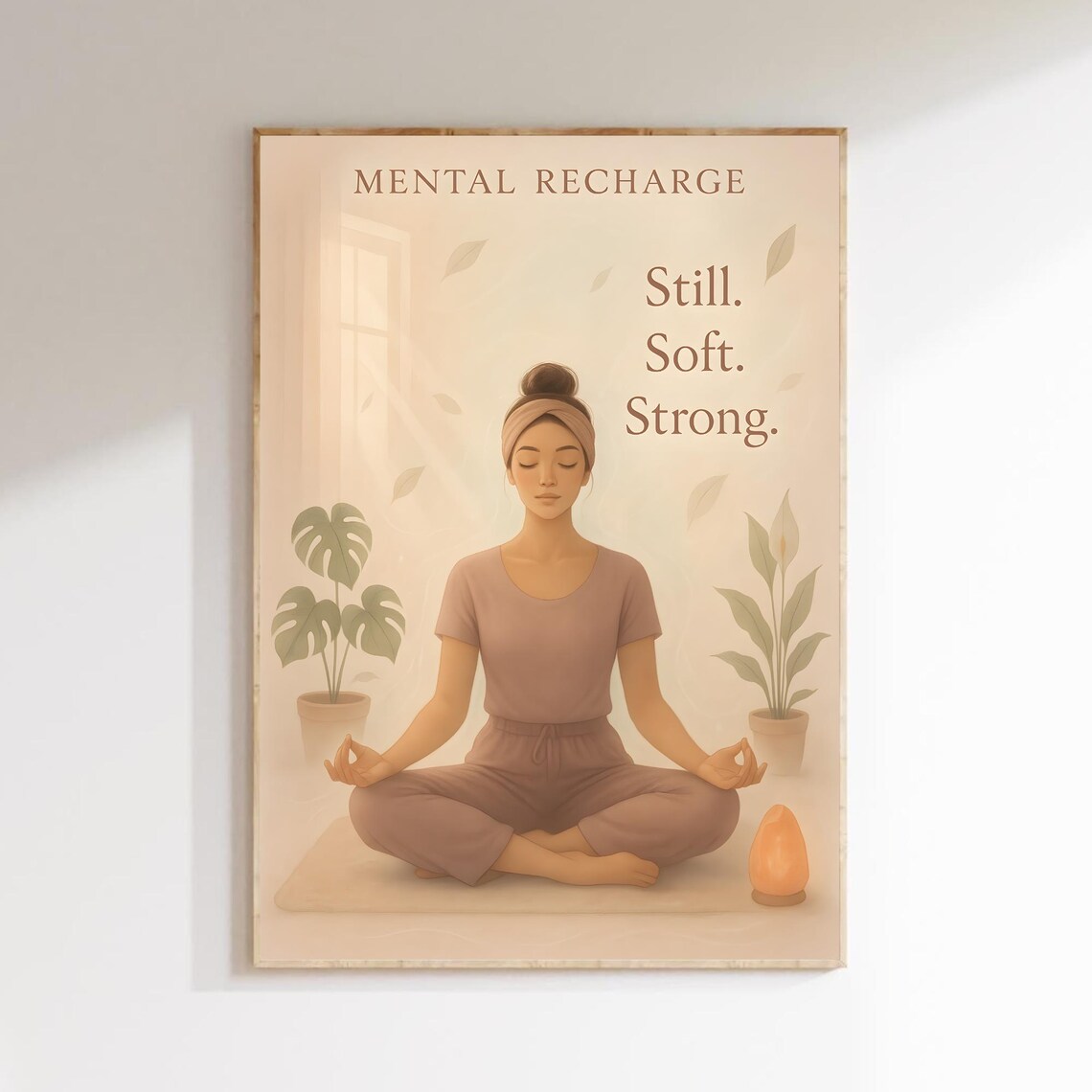 Mental Recharge Meditating Woman Wellness Quote Self Care Poster