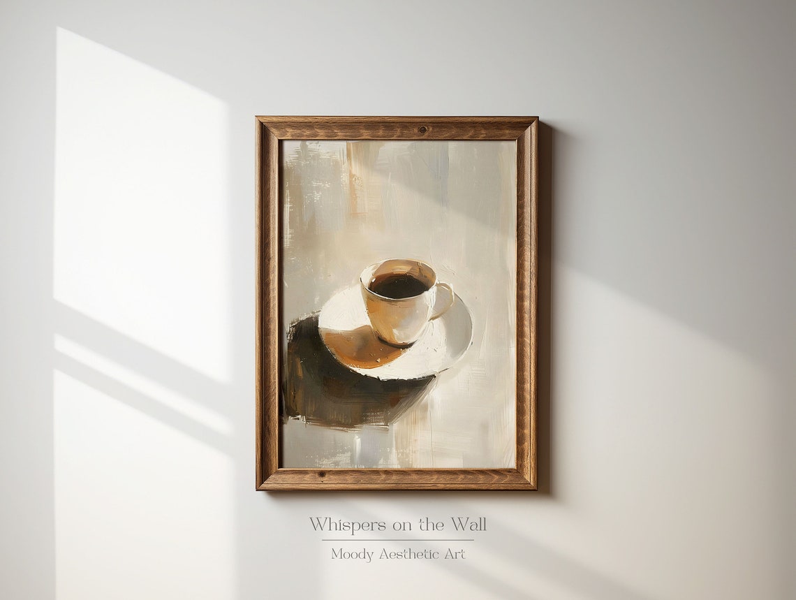 Minimalist Coffee Cup Abstract Neutral Kitchen Painting Poster - Image 3