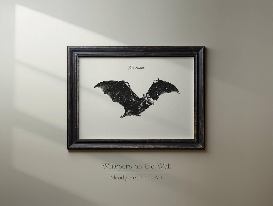 Vintage Bat Print Halloween Decor Dark Academia Wall Art Moody Library Art Gothic Wall Art - Image 7