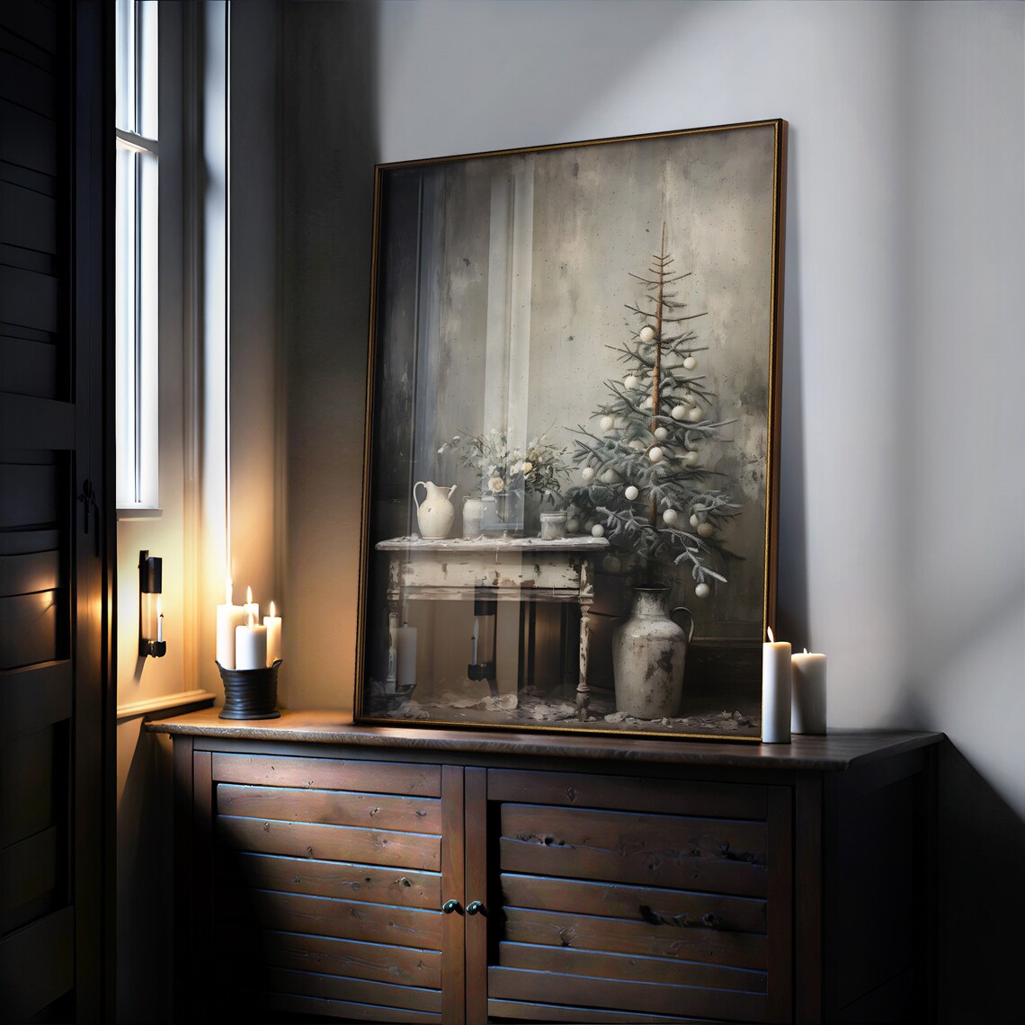 Rustic Christmas Tree Art Print, Cottagecore Holiday Decor - Image 5