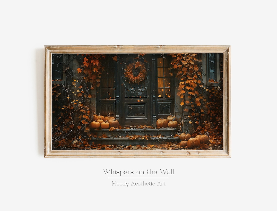 Fall Doorstep Pumpkin Painting, Halloween Wall Art