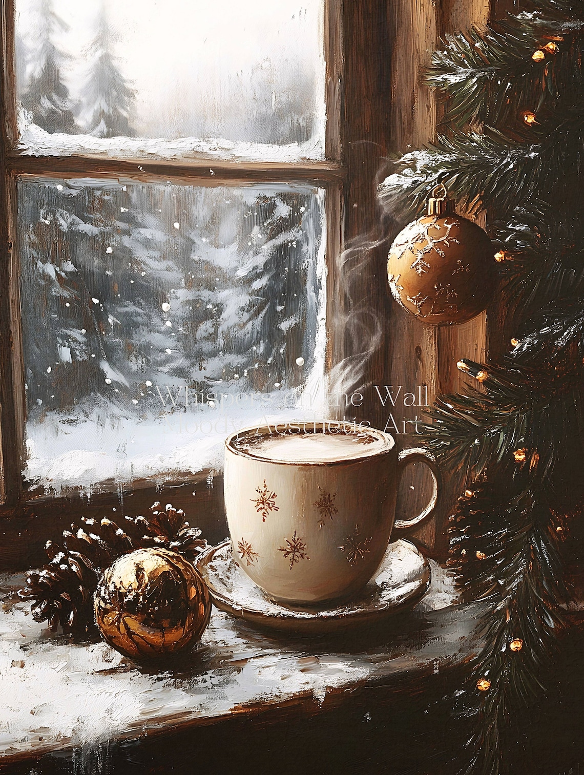 Christmas Hot Chocolate Cozy Winter Cottagecore Art Print - Image 5