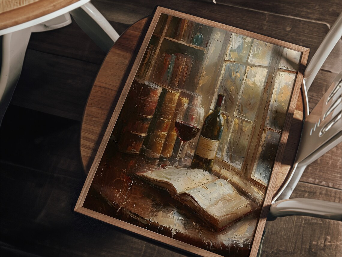 Books And Wine Vintage Kitchen Art Print - Image 3