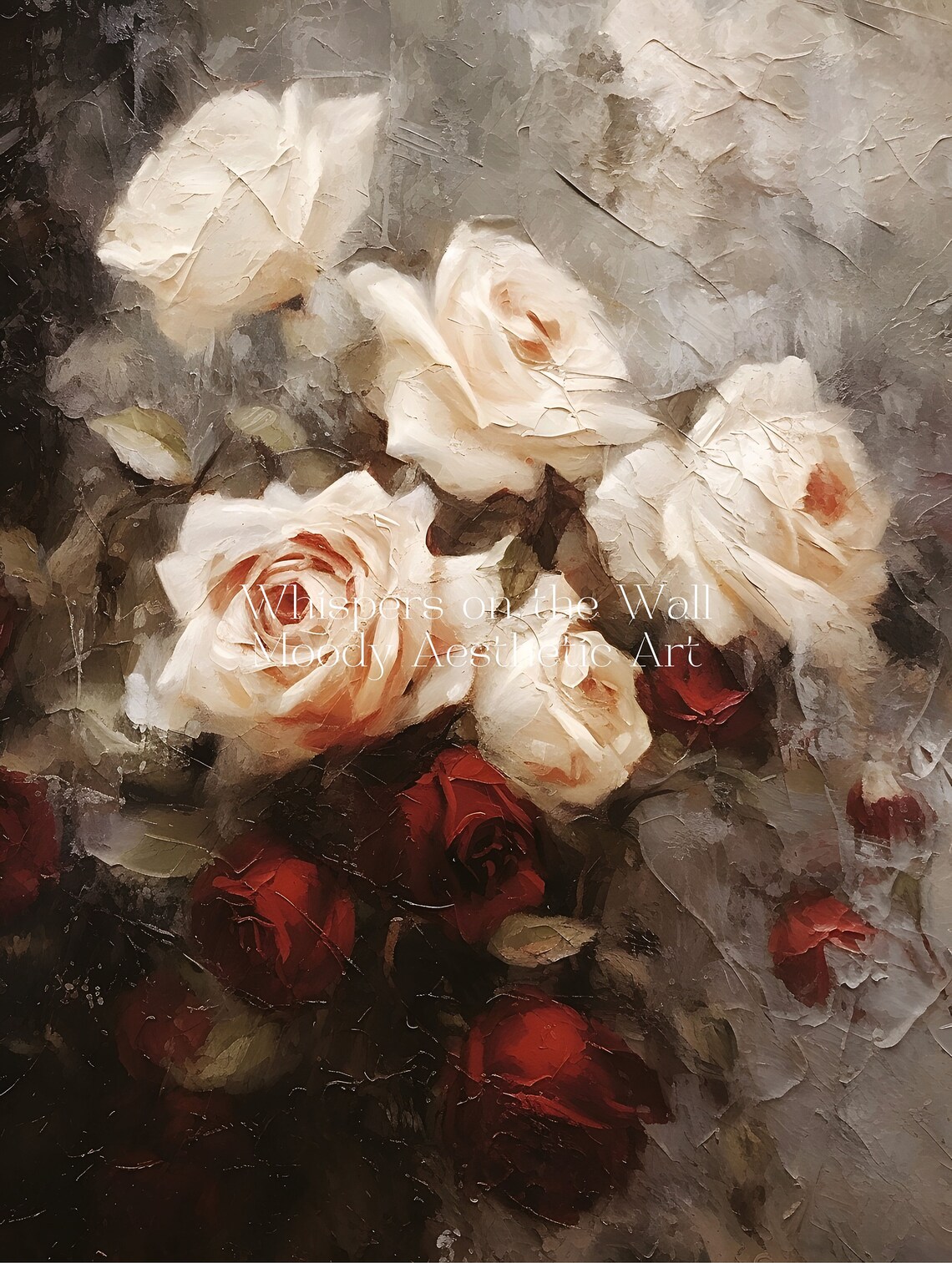 Floral Impasto Roses Art Print, Moody Botanical - Image 5