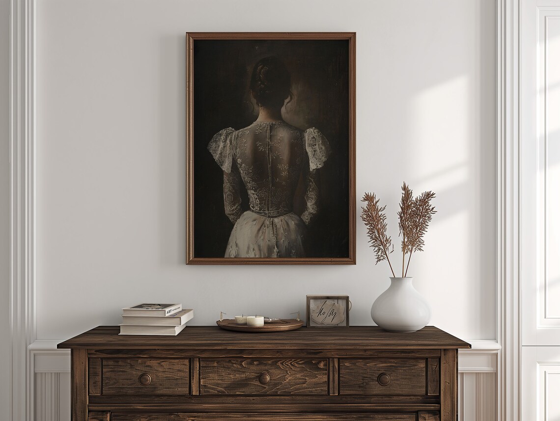 Vintage Woman Painting, Dark Academia Art Print - Image 3