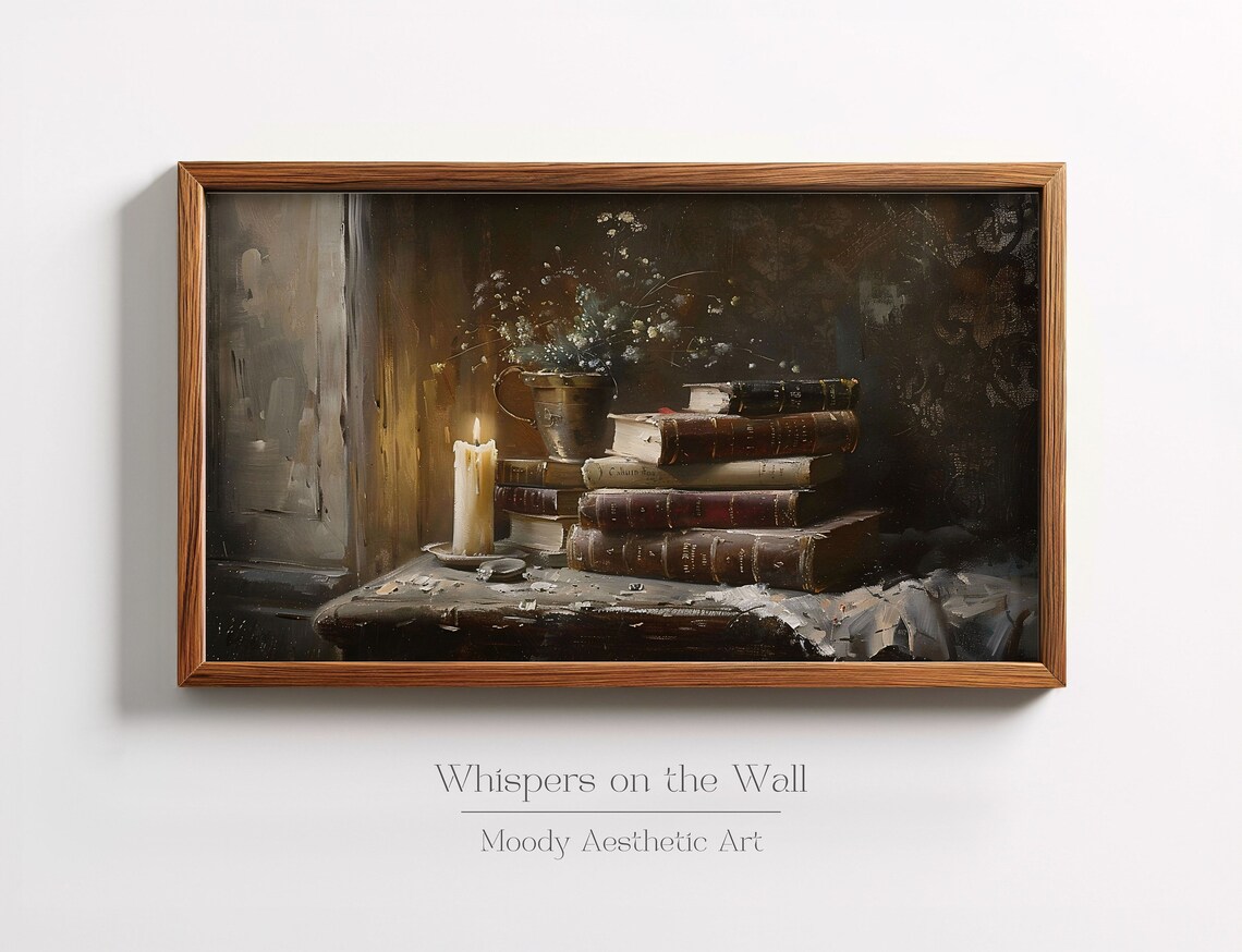 Dark Academia Book Pile Gothic Decor Art Print - Image 3