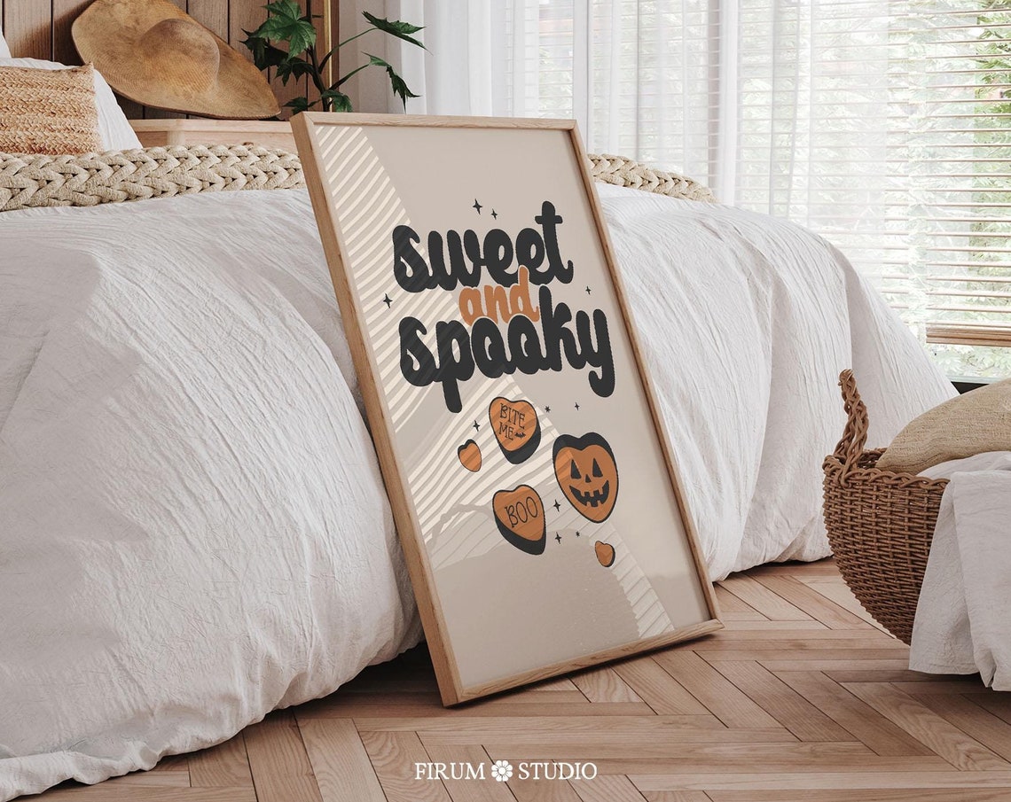 Sweet and Spooky Retro Lettering with Candy Halloween Poster