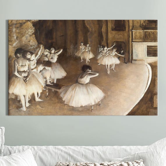 Classical Ballet Rehearsal Canvas Degas Style Ballerina Wall Art Vintage Dance Poster Print Elegant Tutu Dancers Room Decor