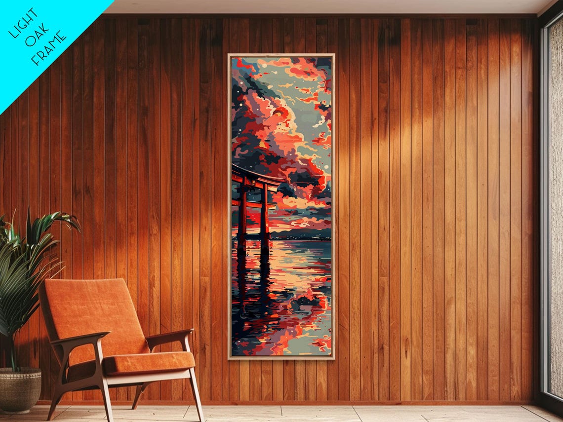 Tranquil Torii Gate Sunset Reflection Dramatic Sky Art Print - Image 2