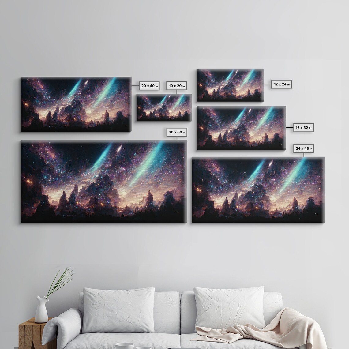 Aurora Borealis Over Norway, Mountain Landscape Art Print - Image 2