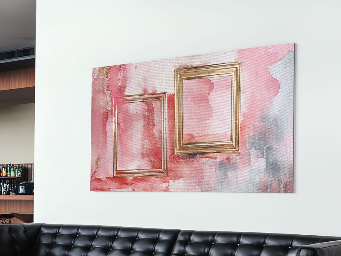 Gold Frame Abstract Framed Print Featuring Pink Abstract Art And Whimsical Art Light Pink Wall Art Minimalist Rustic Decor - Image 5