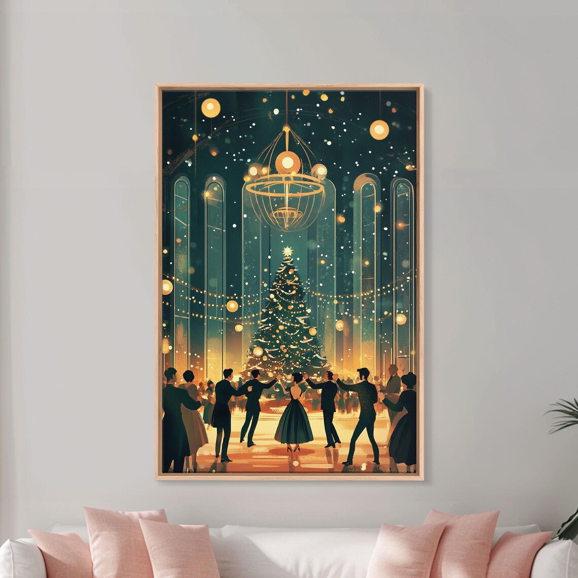 Elegant Ballroom Christmas Dance Scene, Holiday Art Print - Image 4