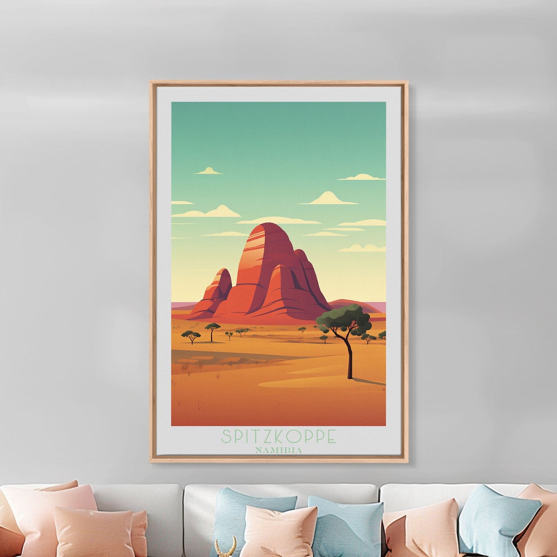 Spitzkoppe Namibia Red Granite Peaks Savanna Desert View Poster - Image 2