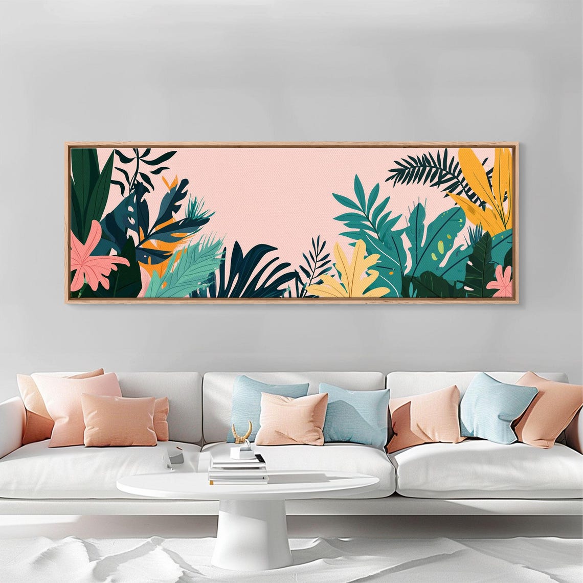 Retro Tropical Botanical Leaves Blush Pink 1950s Style Art Poster - Image 3
