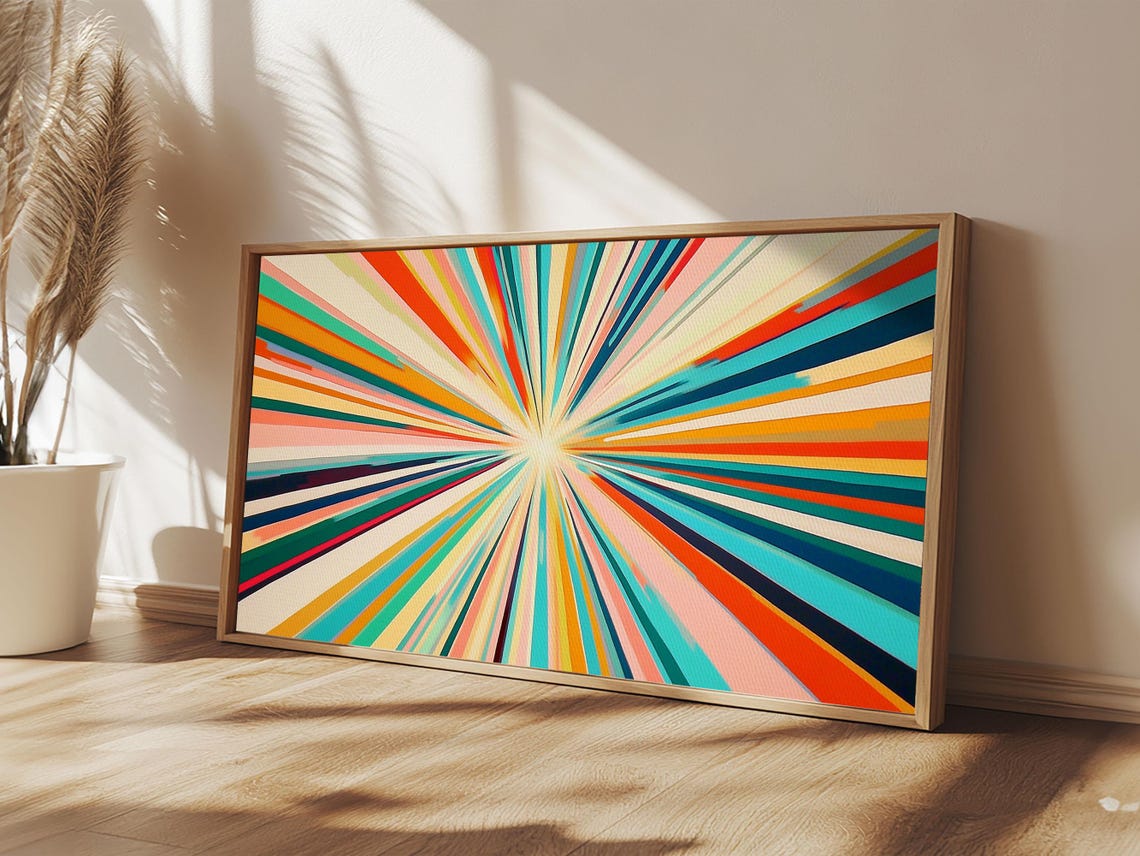 Abstract Star Burst Large Panoramic Wall Art Print Horizontal Above Sofa Wall Art Above Couch Wall Decor Minimalist Boho Art - Image 5