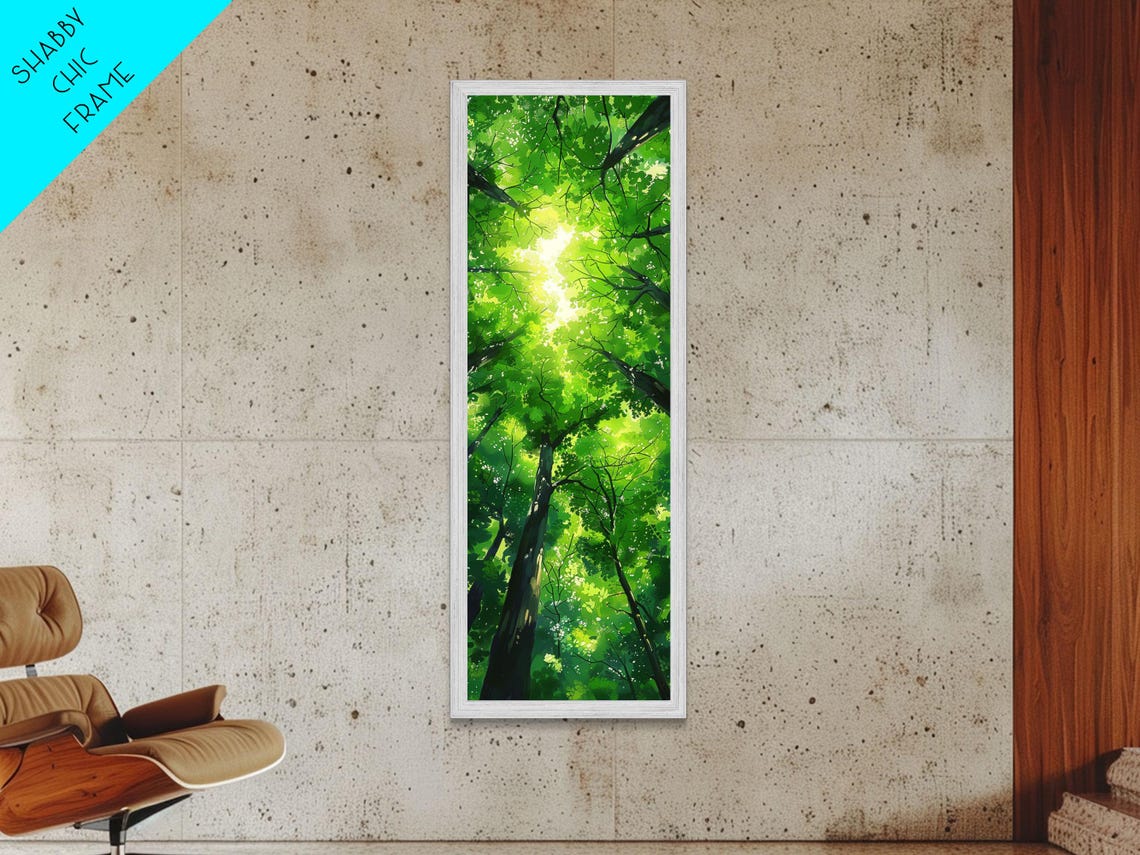 Green Forest Canopy Sunlight Through Trees Tall Narrow Nature Poster - Image 3