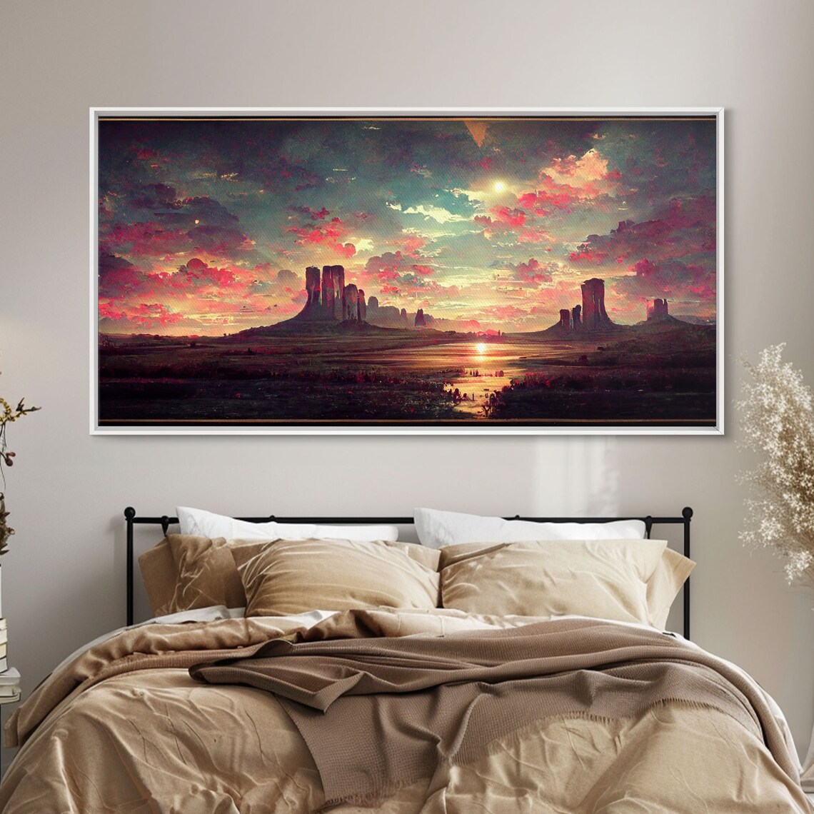 Mountain Sunset Synthwave Landscape Art Print