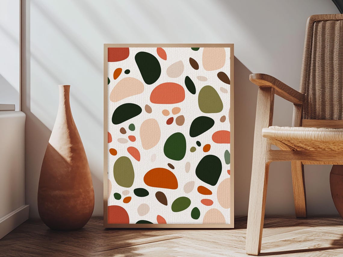 Mid Century Modern Abstract Organic Shapes Terrazzo Wall Poster