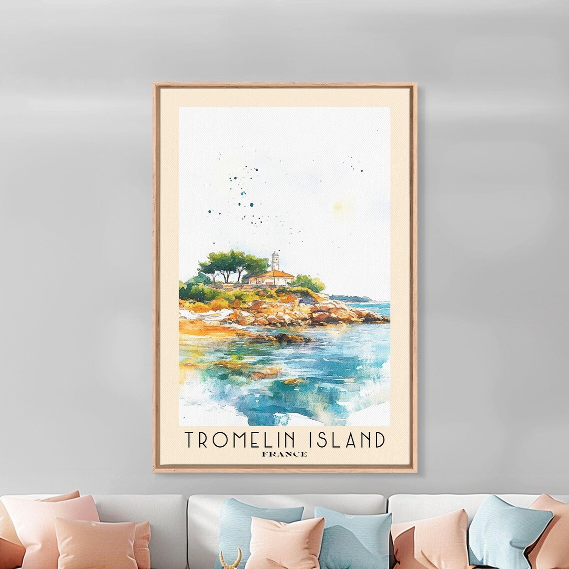 Tromelin Island France Lighthouse Rocky Islet Watercolor Sea Poster - Image 2