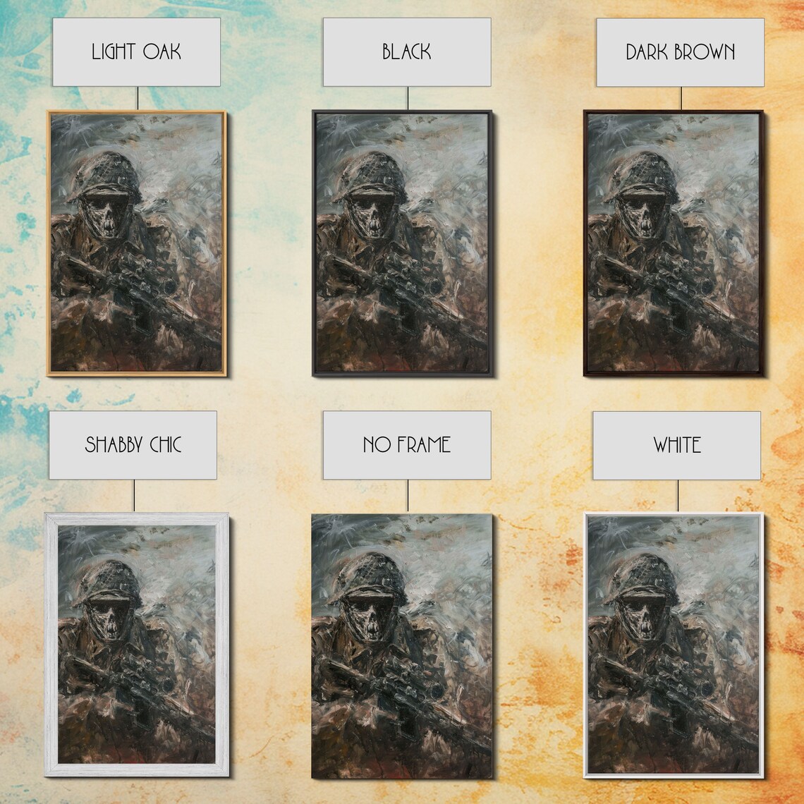 Skeletal Soldier Battle Smoke Haunting War Portrait Gothic Poster - Image 3