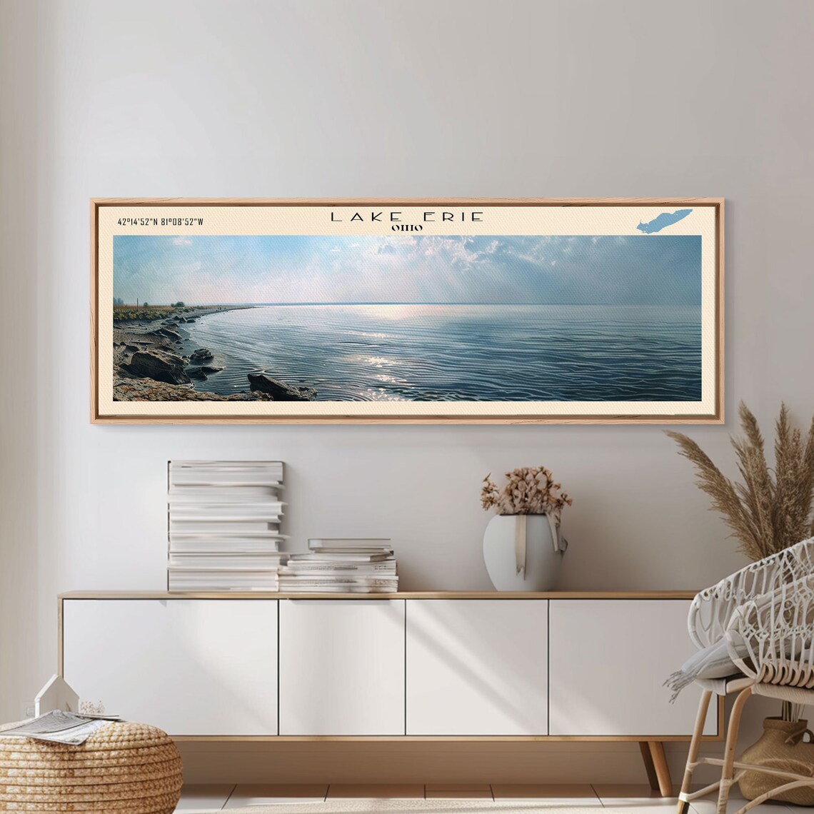 Lake Erie Travel Poster, Lake House Landscape Art - Image 5