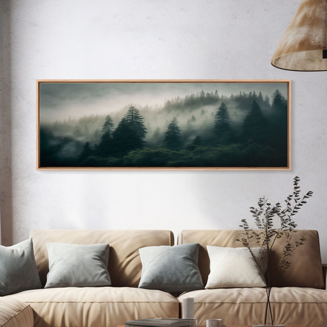 Misty Forest Watercolor Art Print, Farmhouse Decor