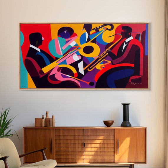Jazz Music Oil Painting Art Print, Abstract Decor