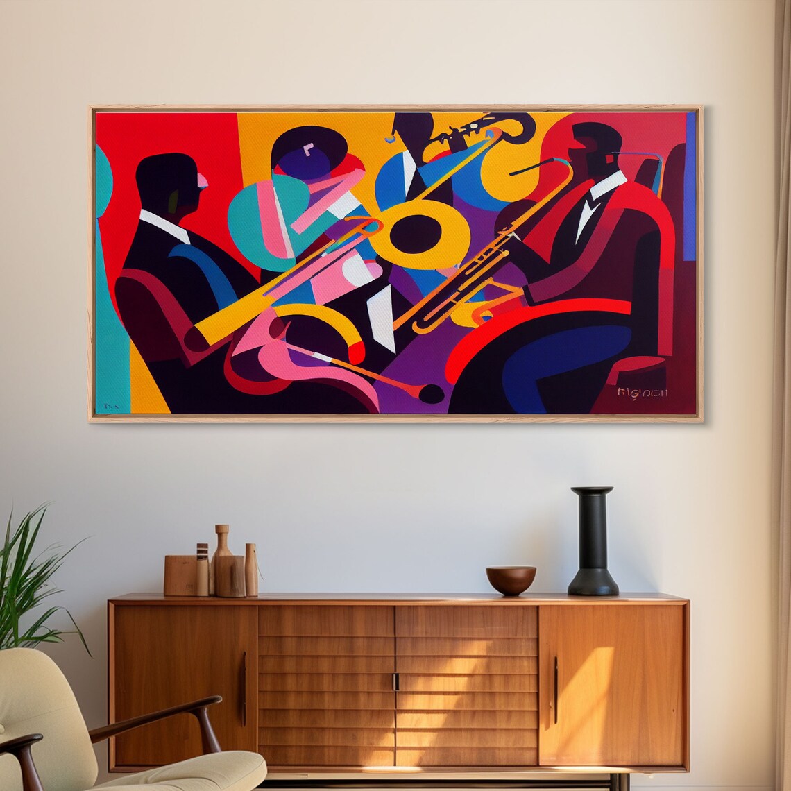 Jazz Music Oil Painting Art Print, Abstract Decor