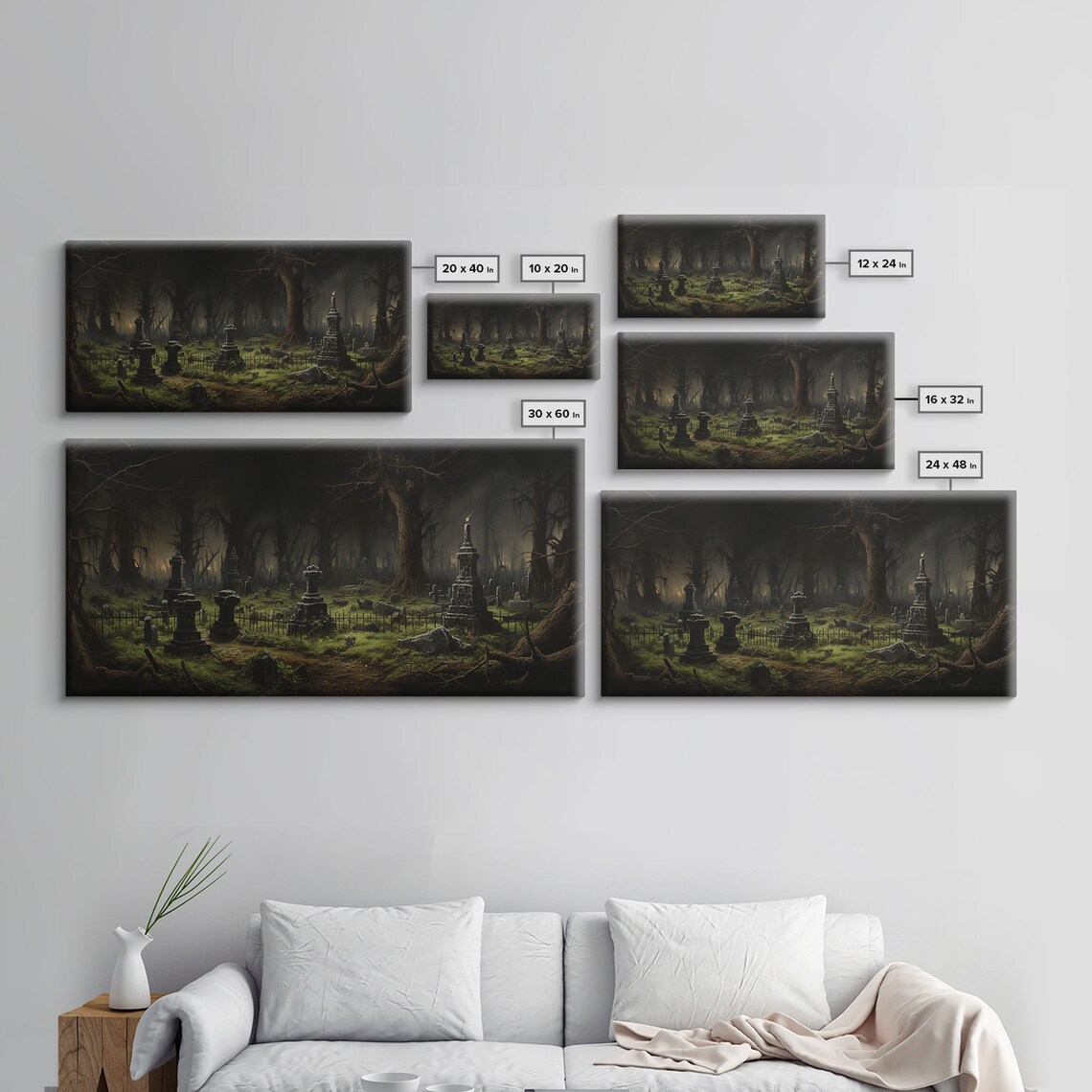 Victorian Haunted Cemetery Dark Forest Mossy Tombstones Candlelight Poster - Image 2