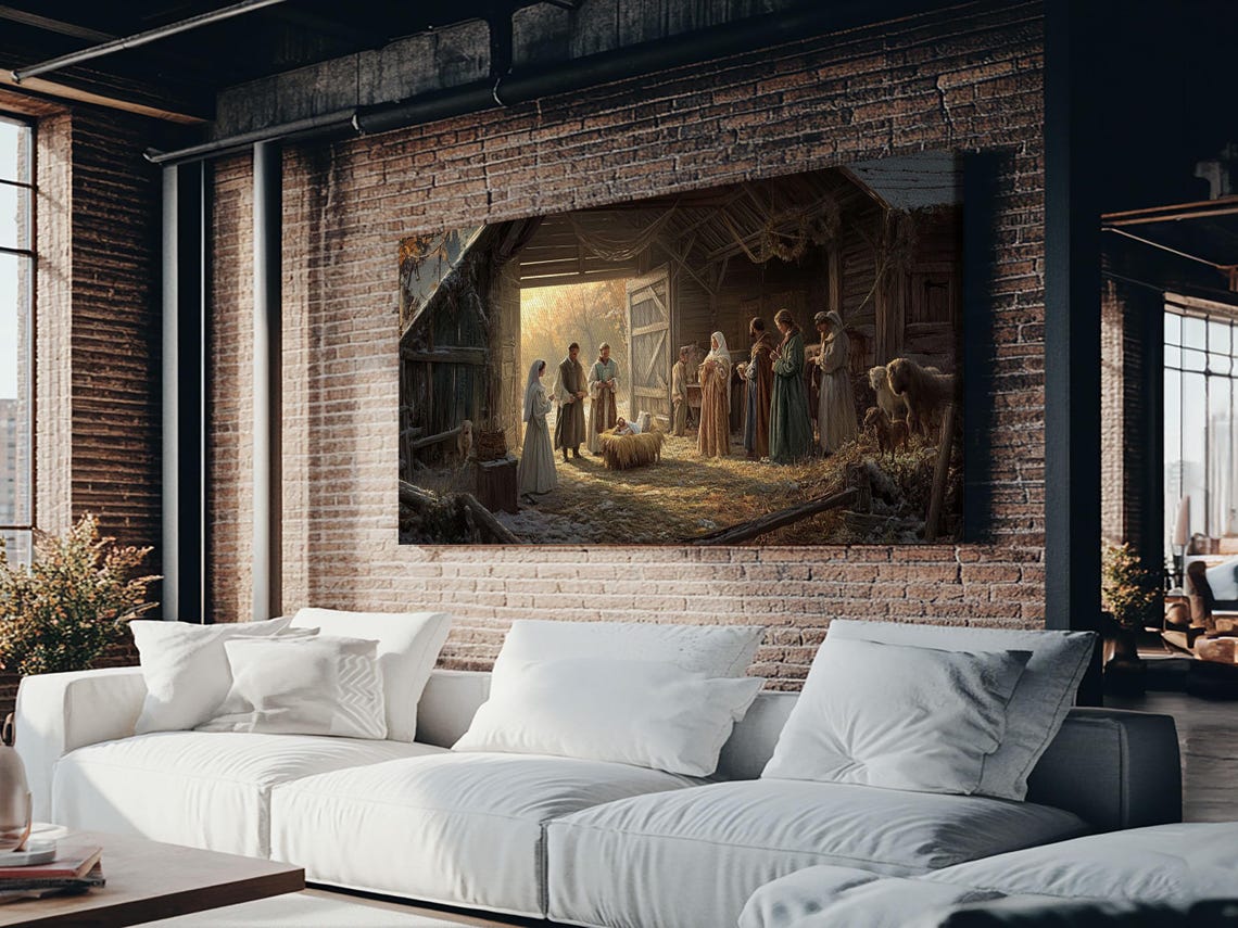 Christmas Nativity Wall Art Framed Print Nativity Oil Painting Nativity Art Print Christmas Seasonal Wall Art Living Room Decor - Image 3