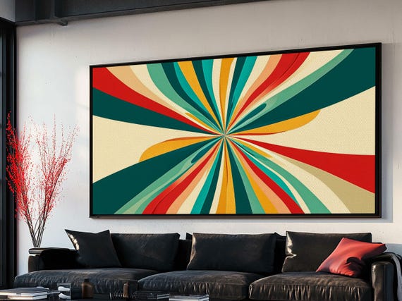 Large Mid Century Print Wall Art For Living Room Framed Art Mcm Modern Abstract Painting Geometric Wall Art