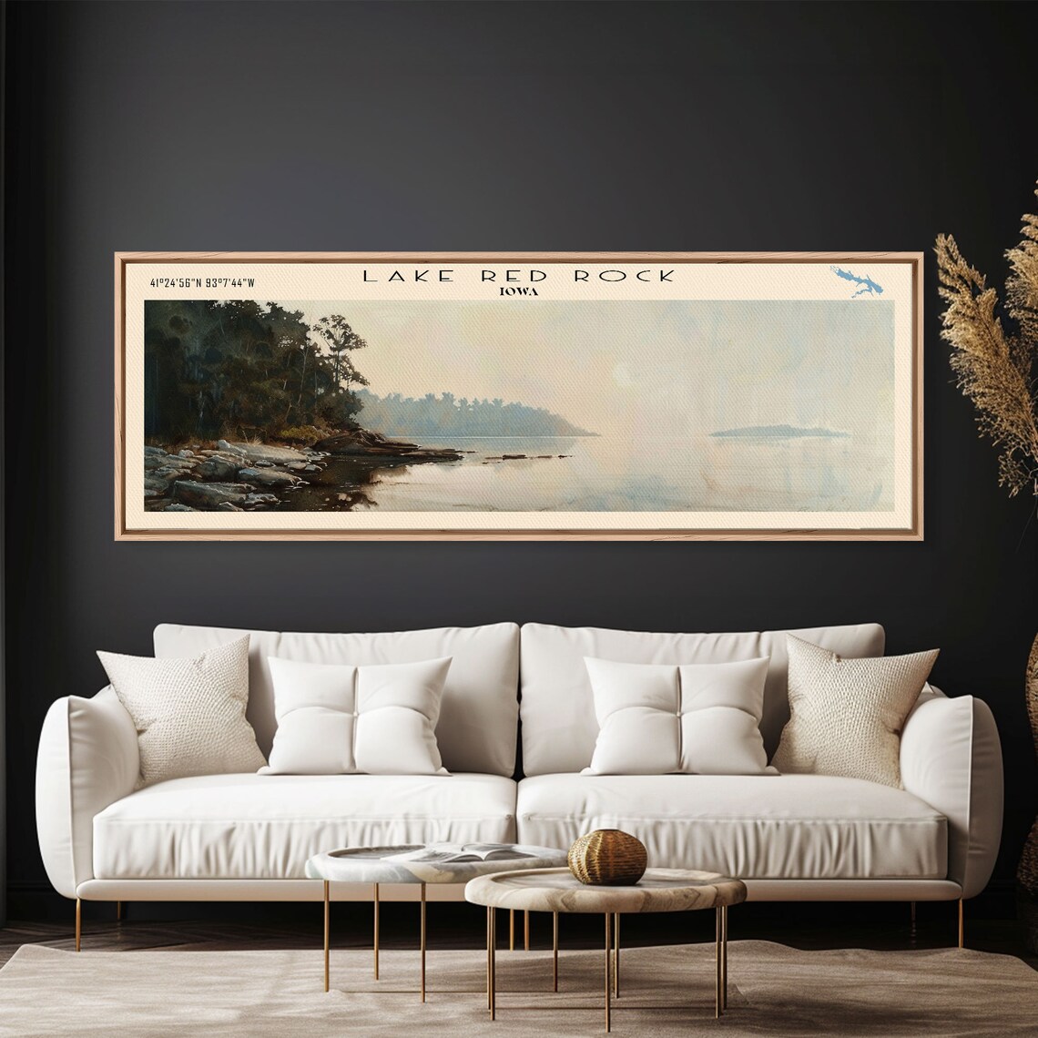 Lake Red Rock Iowa Hazy Rocky Cove Morning Panoramic Travel Poster