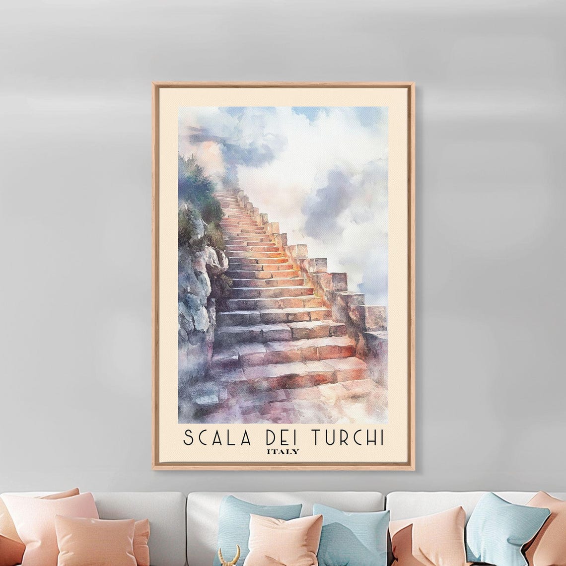 Scala Dei Turchi Italy White Cliff Stone Stairway Blue Sky Poster - Image 2