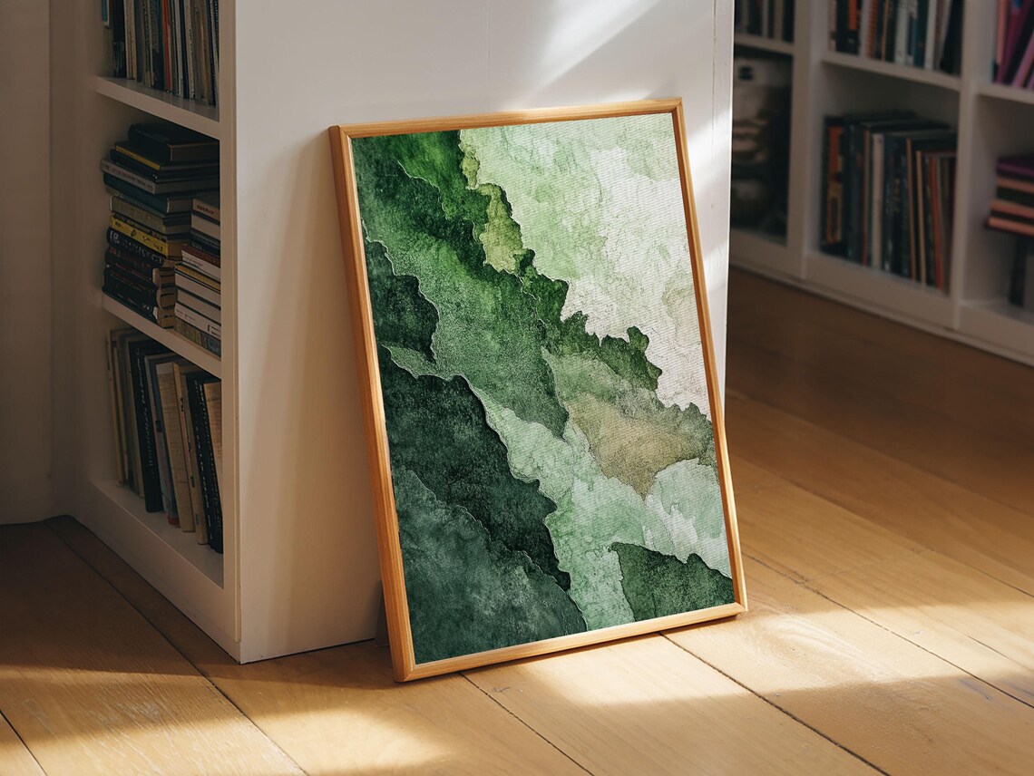 Sage Green Watercolor Wash Minimalist Abstract Nature Wall Art Poster