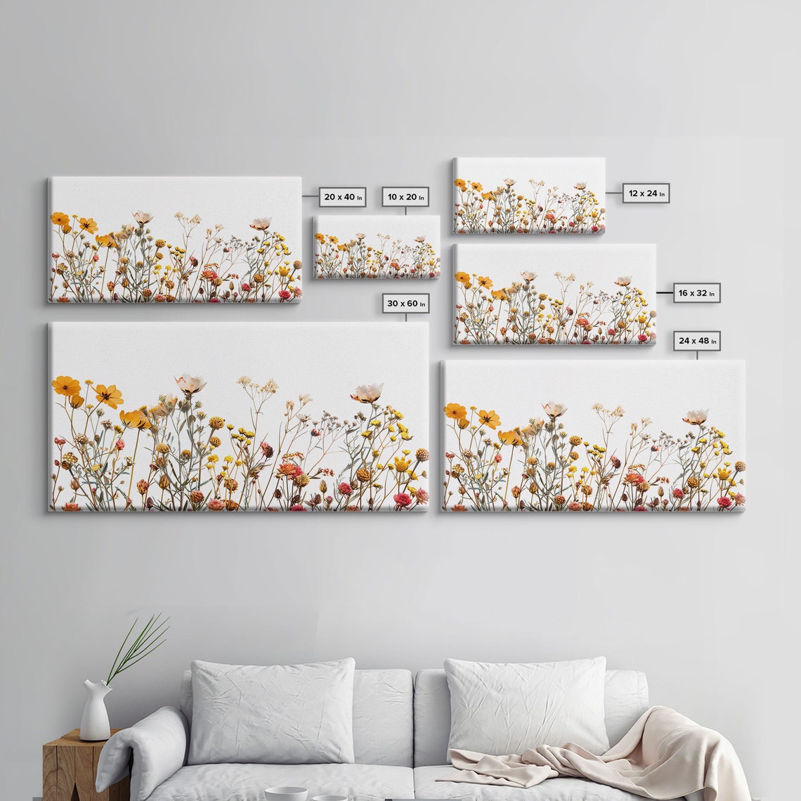 Delicate Wildflowers White Background Botanical Minimalist Art Poster - Image 2
