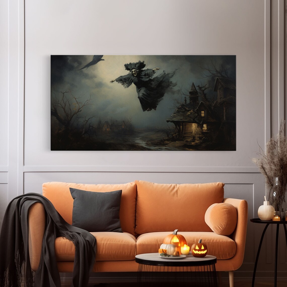 Flying Witch Halloween Art Print, Witchy Wall Decor - Image 6