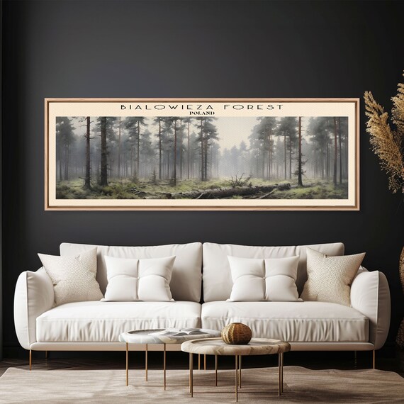 Bialowieza Forest Travel Poster Print Framed Wall Art Metal Wall Art Poland Art Gift For Him Panoramic Wall Art Travel Gift