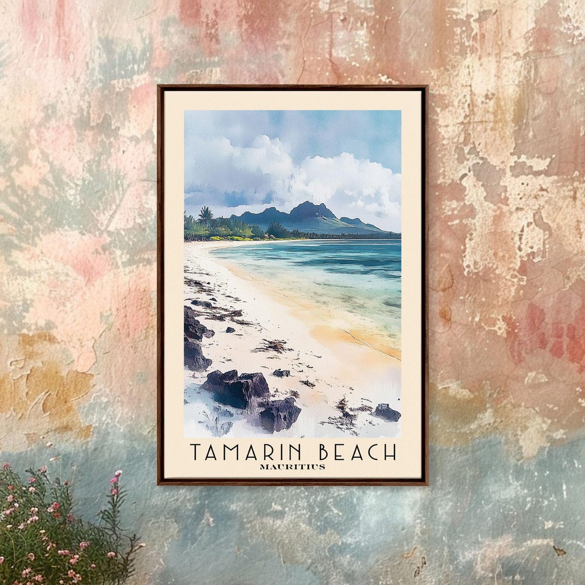 Tamarin Beach Mauritius White Sand Bay Volcanic Rock Shore Poster