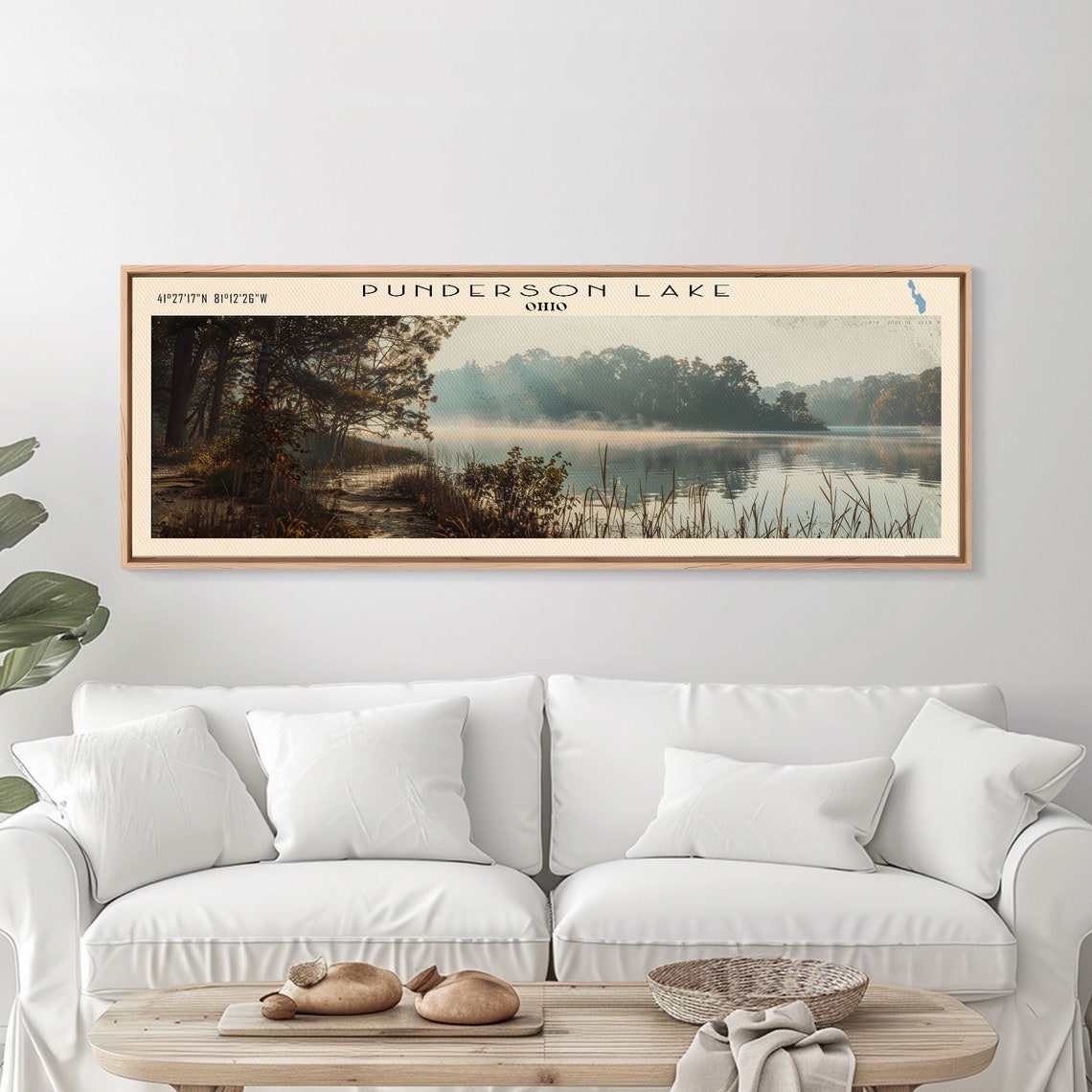Punderson Lake Ohio Misty Sunrise Woodland Shore Serene Travel Poster - Image 3