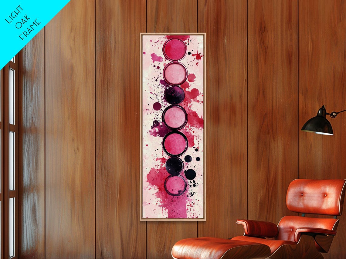 Pink Makeup Palette Watercolor Abstract Vertical Beauty Room Poster - Image 6
